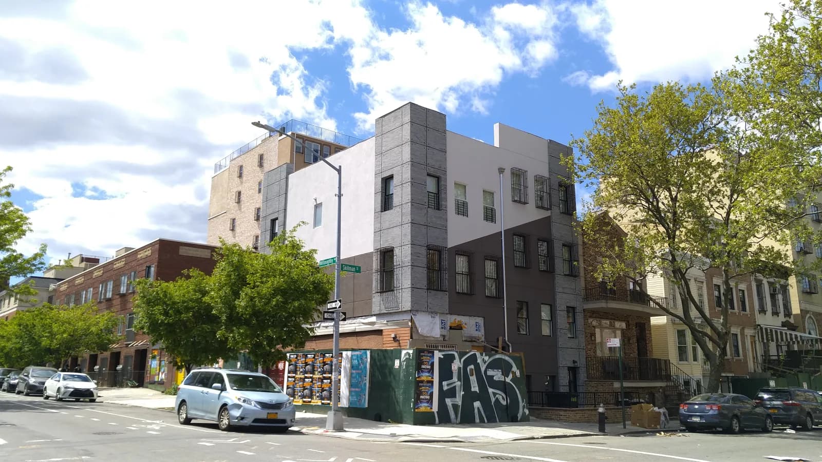 Corner facade re-clad — 178–180 Skillman St, Brooklyn — after
