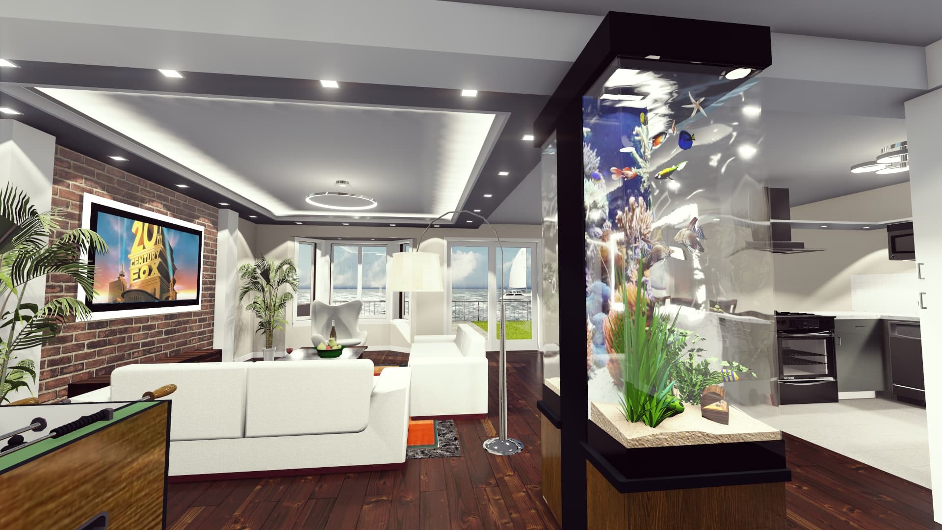 Modern living space in a Prestige Skyline home build